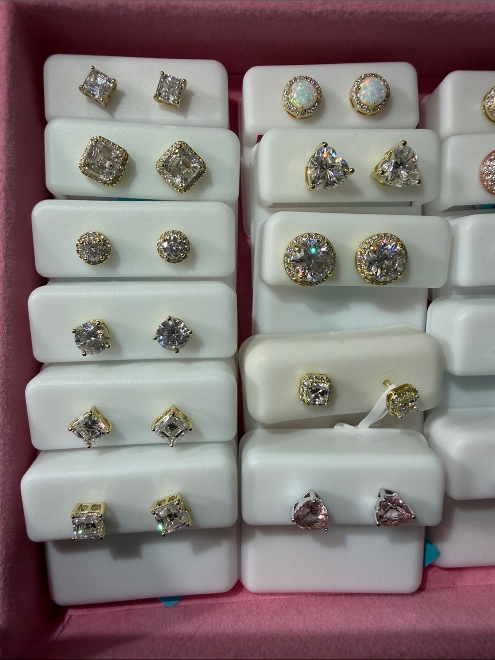 Gold-Tone Crystal Stud Earrings - Clear Sparkle